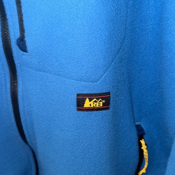 REI Blue Fleece Zip up Jacket with Yellow Accents - Picture 4 of 10